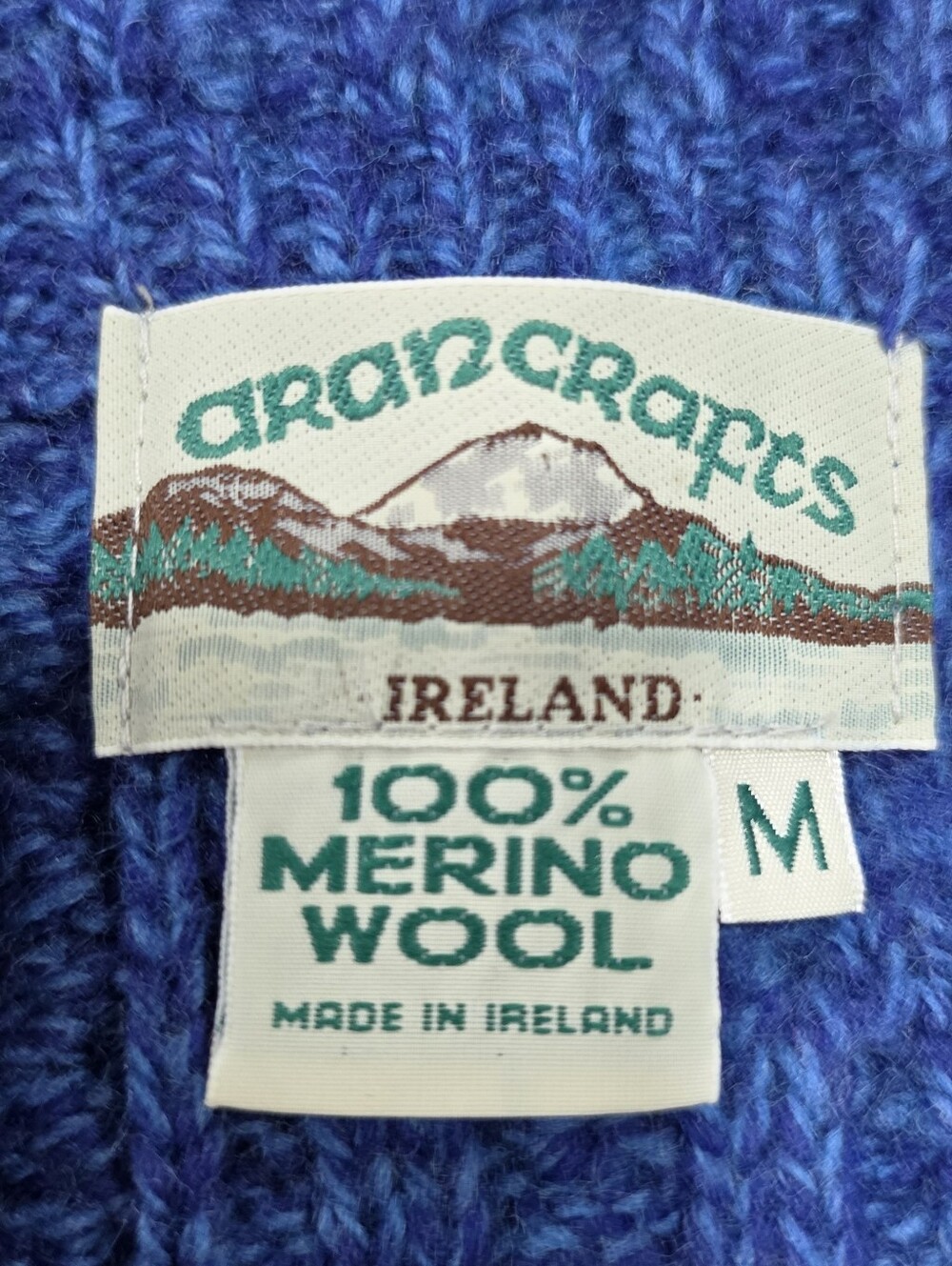 Aran Crafts 100% Merino Wool Cable Knit Zip Poncho Vest Blue, Size M - Picture 9 of 9